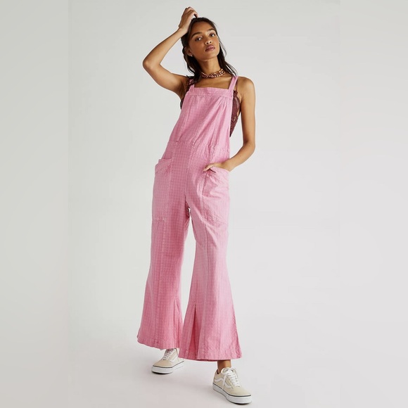 Free People Savannah Cotton Overalls in Pink Size XS - Picture 1 of 7